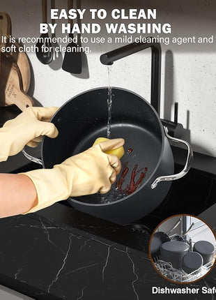 Cooks Standard Stock Pot Dutch Oven Casserole with Glass Lid, 7-Quart Classic Hard Anodized Nonstick Stockpot, Black