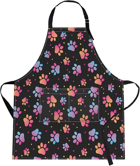 Britimes Apron Home Kitchen Cooking Baking Paw Animal Dog Apron Gardening for Women Men with Pockets 32x28 inch