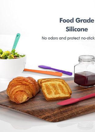 4 Pieces Silicone Spatula Set, Food Grade Rubber Spatula, Upgrade Strong Handle with Ergonomic Grip, Heat Resistant for Nonstick Cookware, Cooking