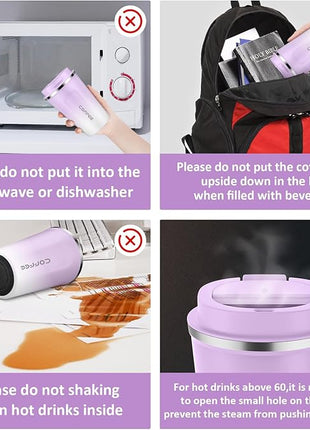 CS COSDDI 12 oz Stainless Steel Vacuum Insulated Tumbler - Coffee Travel Mug Spill Proof with Lid - Coffee Cups for Keep Hot/Ice Coffee,Tea and Beer