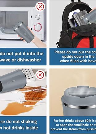 CS COSDDI 12 oz Stainless Steel Vacuum Insulated Tumbler - Coffee Travel Mug Spill Proof with Lid - Coffee Cups for Keep Hot/Ice Coffee,Tea and Beer