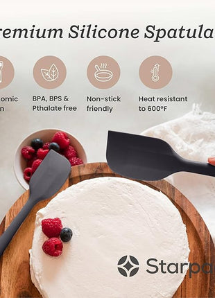 Starpack 'Scrape & Stir' Silicone Spatula Set (2 Pcs) - Heat Resistant Spatulas Set 600°F - Food Grade Kitchen, Nonstick Baking and Cooking Spatulas - LFGB Grade Rubber Spatula Set