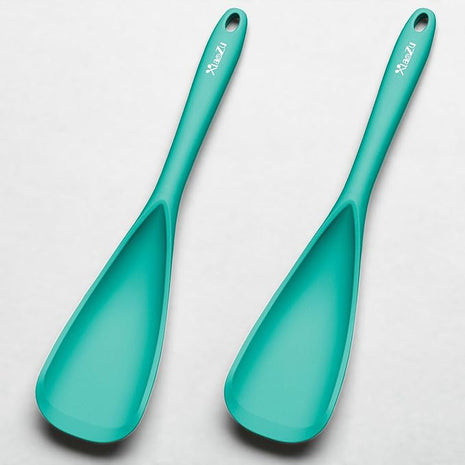 Silicone Spatula Spoon, Great for Both Cooking and Serving Durable BPA-Free Matte Black Silicone, Seamless Design, Safe for Nonstick Cooking Surfaces, 2-Pcs, Teal