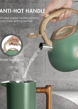 POLIVIAR Tea Kettle, 2.7 Quart Stovetop Tea Kettle, Audible Whistling Teapot, Food Grade Stainless Steel for Anti-Rust, Anti Hot Handle, Suitable for All Heat Sources (JX2022-MN30)