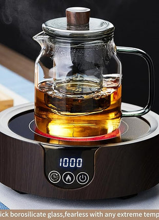 34OZ Glass Teapot with Infuser 1000ML, Borosilicate Glass Tea Pot with Detachable Glass Tea Kettle Tea Infuser, Loose Leaf, Blooming Tea