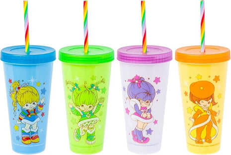 Silver Buffalo Rainbow Brite Color Change Plastic Tumbler Set Featuring Rainbow Brite, Patty O’Green, La La Orange, and Shy Violet, 24 Ounces (Pack of 48)