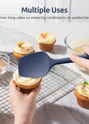 U-Taste Silicone Spoon Spatula Set, 600ºF High Heat Resistant Food Grade Flexible Rubber Scraper, Cooking Mixing Baking Kitchen Utensils Set of 3 (Midnight Blue)