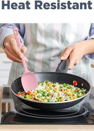 5 Pieces Silicone Spatula Set, Food Grade Rubber Spatula, Upgrade Strong Handle with Ergonomic Grip, Heat Resistant Up to 600°F for Nonstick Cookware, Cooking Candy Series