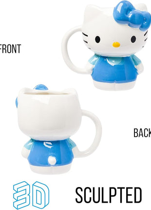Silver Buffalo Sanrio Hello Kitty Full Body Blue Dress Ceramic 3D Sculpted Mug, 20 Ounces
