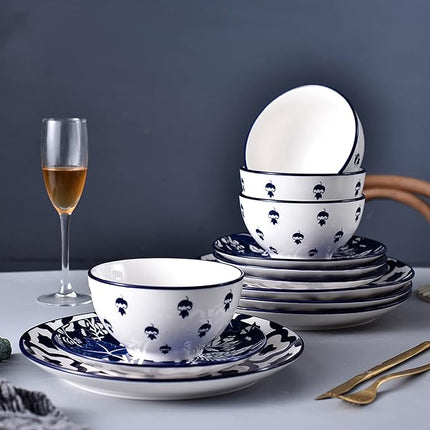 Wisenvoy Dinnerware Sets Plates and Bowls Sets Ceramic Plate Set Stoneware Dinnerware Set Dishes Set for 4