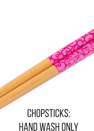 Silver Buffalo Sanrio Hello Kitty Face with Different Color Bows Pattern Ceramic Ramen Noodle Rice Bowl with Chopsticks, Microwave Safe, 20 Ounces