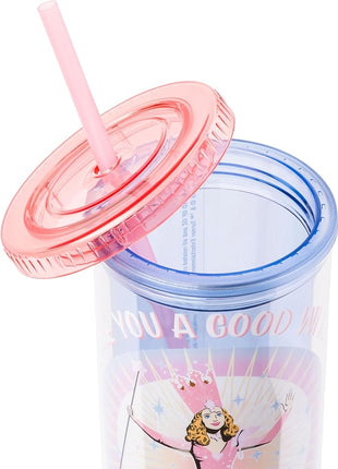 Silver Buffalo The Wizard of Oz Featuring Glinda Are You a Good Witch or a Bad Witch Plastic Tall Cold Cup with Lid and Straw, 20 Ounces (Pack of 12)