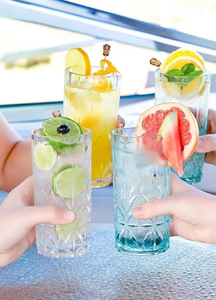 BELLAFORTE Shatterproof Tritan Tall Tumbler Set of 4, 18oz - Myrtle Beach Drinking Glasses - Unbreakable Plastic Glasses Drinking for Gift, Party, New Year - BPA Free - Dishwasher Safe - Smoke Gray