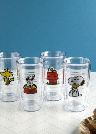 Tervis Peanuts Best Buddies Collection Snoopy Woodstock House Made in USA Double Walled Insulated Tumbler Travel Cup Keeps Drinks Cold & Hot, 16oz 4pk, Assorted