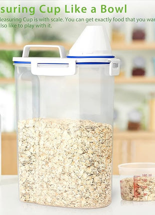 Rice Storage Container, 3 to 5Lbs Dry Food Airtight Container, Pet Dog Cat Food Canister, BPA Free Clear Plastic Kitchen and Pantry Organization Bin for Oatmeal, Grain, Cereal, Pasta, Flour