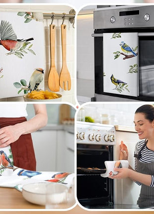 Set of 6 Birds Kitchen Towels Hummingbird Tea Towels Absorbent Dish Towels Birds on Branch 24 x 16 Inches Kitchen Gifts Cardinal Hand Towels Bird Lover Gifts for Farmhouse Kitchen Bathroom Decorations