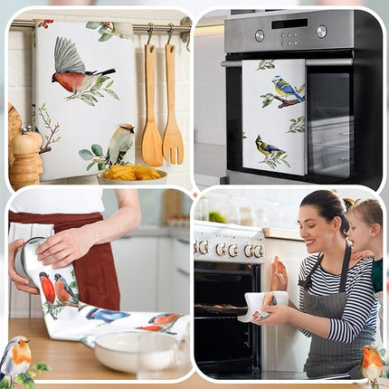 Set of 6 Birds Kitchen Towels Hummingbird Tea Towels Absorbent Dish Towels Birds on Branch 24 x 16 Inches Kitchen Gifts Cardinal Hand Towels Bird Lover Gifts for Farmhouse Kitchen Bathroom Decorations
