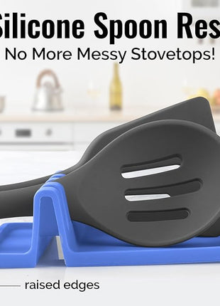 Zulay Kitchen Silicone Utensil Rest with Drip Pad for Multiple Utensils - BPA-Free, Heat-Resistant Spoon Rest & Spoon Holder for Stove Top - Kitchen Utensil Holder for Ladles & Tongs - Periwinkle