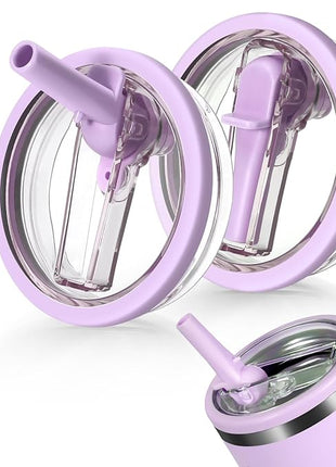 40oz Flip Straw Leak Proof Lid for Stanley H2.0 Quencher Protour Tumbler, 2 Pack Spill Proof Lid Replacement Straw Cover Top for 40 OZ Stanley Cup Accessories (Purple, Purple)