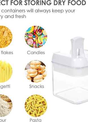 Vtopmart 6 PCS Airtight Food Storage Containers, BPA Free Plastic Snack Containers with Easy Lock Lids, for Kitchen Pantry Organization and Storage, Include 24 Labels, 0.5L