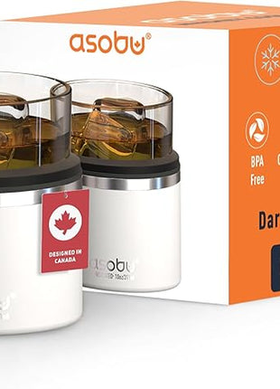asobu Whiskey Sleeve Glass – Insulated Bourbon Tumbler with Premium Rocks Glass, BPA-Free, Double-Wall Stainless Steel, Keeps Drinks Cold Longer, 10.5oz