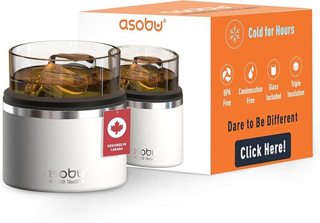 asobu Whiskey Sleeve Glass – Insulated Bourbon Tumbler with Premium Rocks Glass, BPA-Free, Double-Wall Stainless Steel, Keeps Drinks Cold Longer, 10.5oz