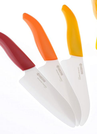 Kyocera FK-3PC-WHOR 3Piece Advanced ceramic Revolution Series Knife Set, Blade Sizes: 5.5", 4.5", 3", Orange