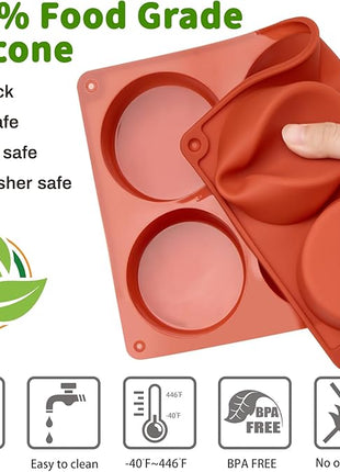 JOERSH 2-PK Silicone Egg Bite Molds Deep 3 Inch Frittata Baking Pans, Non-Stick Round Silicone Molds for Egg Breakfast Sandwich, English Muffin, Cheesecake, Dinner Rolls