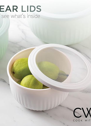 COOK WITH COLOR Prep Bowls with Lids- Wide and Deep Nesting Plastic Small Mixing Bowl Set with Lids, 12 Piece Set - Deep Bowls, Mint