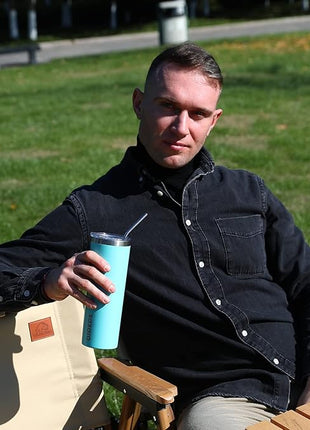 BJPKPK Skinny Tumbler with Lid 20 oz Stainless Steel Vacuum Insulated Double Wall Travel Coffee Water Tumblers Cup,White