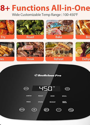 Air Fryer, Beelicious 8-in-1 Smart Compact 4QT Air Fryers with Viewing Window, Shake Reminder, 450°F Digital Airfryer with Flavor-Lock Tech, Dishwasher-Safe & Nonstick, Fit for 1-3 People, White
