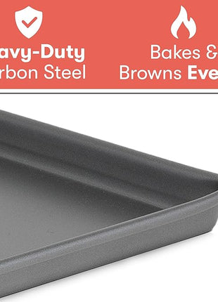 Cooking Light Heavy Duty Nonstick Bakeware Carbon Steel Baking Sheet or Cookie Sheet with Quick Release Coating, Manufactured without PFOA, Dishwasher Safe, Oven Safe, 15-Inch x 10-Inch, Gray