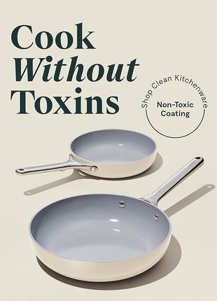 Caraway Fry Pan Duo - Nonstick Ceramic Frying Pan (8" & 10.5”) - Non Toxic, PTFE & PFOA Free - Oven Safe & Compatible with All Stovetops (Gas, Electric & Induction) - Navy