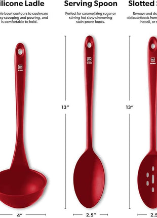 DI ORO Seamless Series 3-Piece Spoon/Ladle Set (RED)