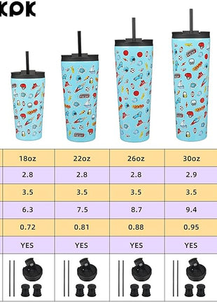 BJPKPK 34oz Insulated Tumbler With lid And Straw Stainless Steel Tumblers Travel Coffee Mug Reusable Thermal Cup,Playground