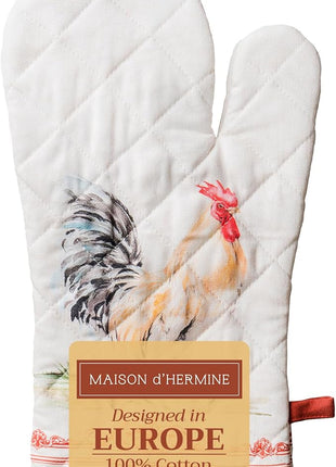 Maison d'Hermine Oven Gloves 100% Cotton Oven Mitt 7" x 13" with Loop Heat Resistant, BBQ, Cooking Gloves, Baking, Grilling, Kitchen, Handling Hot Pans Spring/Summer (Pack of 1, Campagne)