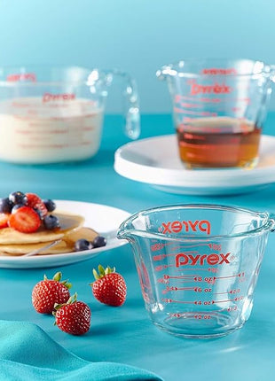 Pyrex Essentials (3-Pack) Glass Measuring Cups Set, (1, 2 & 4 Cup) Measuring Cups For Prepping, Baking and Cooking, Preheated Oven, Dishwasher, Freezer, and Microwave Safe