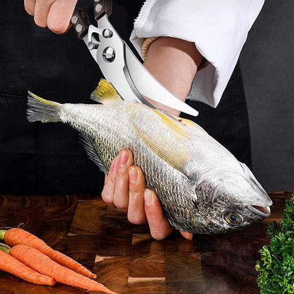 Poultry Shears, Heavy Duty Kitchen Shears with Serrated Edge, No Rust Spring Loaded, Multipurpose Stainless Steel Kitchen Scissors for Chicken, Bone, Meat, Turkey, Fish Thanksgiving Christmas Gifts