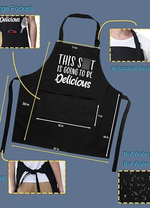 Miracu Funny Cooking Aprons for Women, Funny Baking Aprons for Men Dad - Mens Cooking Gifts for Bakers Husband Boyfriend - Christmas Fathers Day Birthday Kitchen Gifts for Men, BBQ Grilling Presents