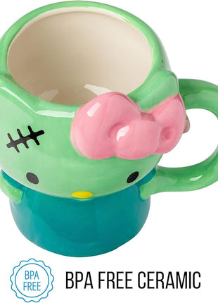 Silver Buffalo Sanrio Hello Kitty Frankenstein Halloween Costume 3D Sculpted Ceramic Mug, 20 Ounces