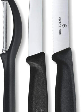 Victorinox Swiss Classic Set with Peeler, 3 Pieces Paring Knife, Set of 3, Black, 6.7113.31