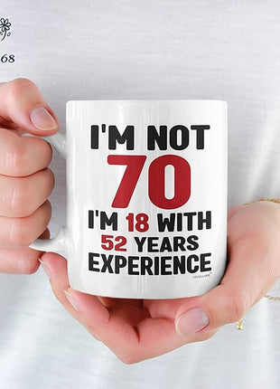 Vivulla68 70th Birthday Mug 11oz, 70 Year Old Birthday Gifts for Men - Funny Gift for Women, Men - Vintage 1955 Coffee Cup - Unique Present for Man, Woman, Mom, Dad, Grandma, Grandpa - Turning 70 Idea