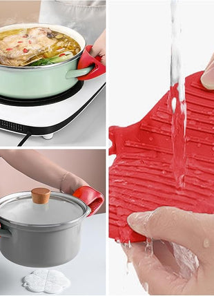 NEPAK 2 Pairs Oven Mitts Heat Resistant,Mini Silicone Oven Gloves,Pinch Grips Mitts Potholder for Kitchen Cooking & Baking (Red and Blue)