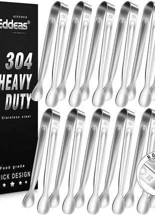 12 PCS Mini Serving Tongs, 6 Inch Small Sugar Tongs, Stainless steel Small Kitchen Tiny Food Tongs for Serving Food, Coffee Bar, Tea Party, Desserts Party and Ice Bucket