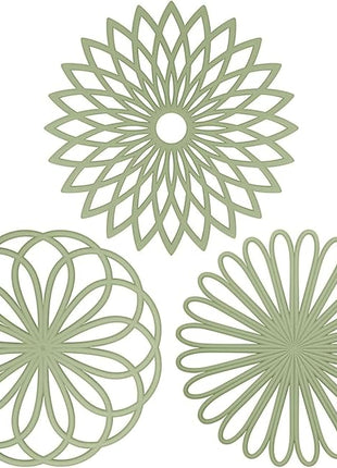 ME.FAN Silicone Trivet Mat - Kitchen Hot Pads for Pots & Dish - Insulated Teapot Trivet - Flexible, Durable, Non-Slip Large Coasters 3 Set Desert Sage