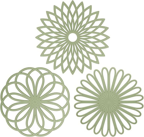 ME.FAN Silicone Trivet Mat - Kitchen Hot Pads for Pots & Dish - Insulated Teapot Trivet - Flexible, Durable, Non-Slip Large Coasters 3 Set Desert Sage