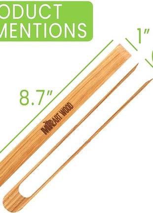 2 Pcs Magnetic Wooden Toaster Tongs | 8.7-Inch Kitchen Tongs for Cooking, Bread, Bacon, Bagels, and Muffins | Non-Toxic Design, Prefect Bamboo Alternative, Perfect for Toaster, BBQ, and Grilling