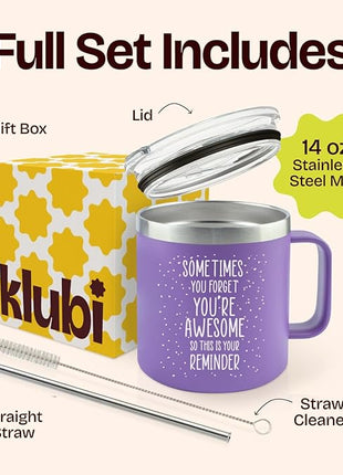 Xmas Gifts for Women - Birthday Friendship - Sometimes You Forget Your Awesome Gifts Purple Coffee Mug for Older Women 14oz Inspirational Unique