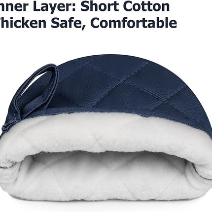 1 Pair Short Oven Mitts, Heat Resistant Silicone Kitchen Mini Oven Mitts for 500 Degrees, Non-Slip Grip Surfaces and Hanging Loop Gloves, Baking Grilling Barbecue Microwave Machine Washable