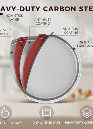 KITESSENSU Baking Pans Sets, Nonstick Bakeware Set 7-Piece with Round/Square Cake Pan, Loaf Pan, Muffin Pan, Cookie Sheet, Roast Pan, Cooling Rack, Carbon Steel Bake Set,Silver